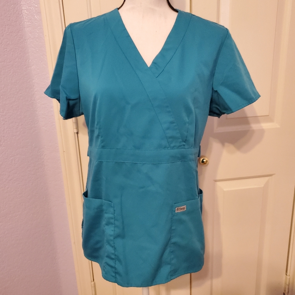 Grey's Anatomy Aqua Crossover Scrub Top